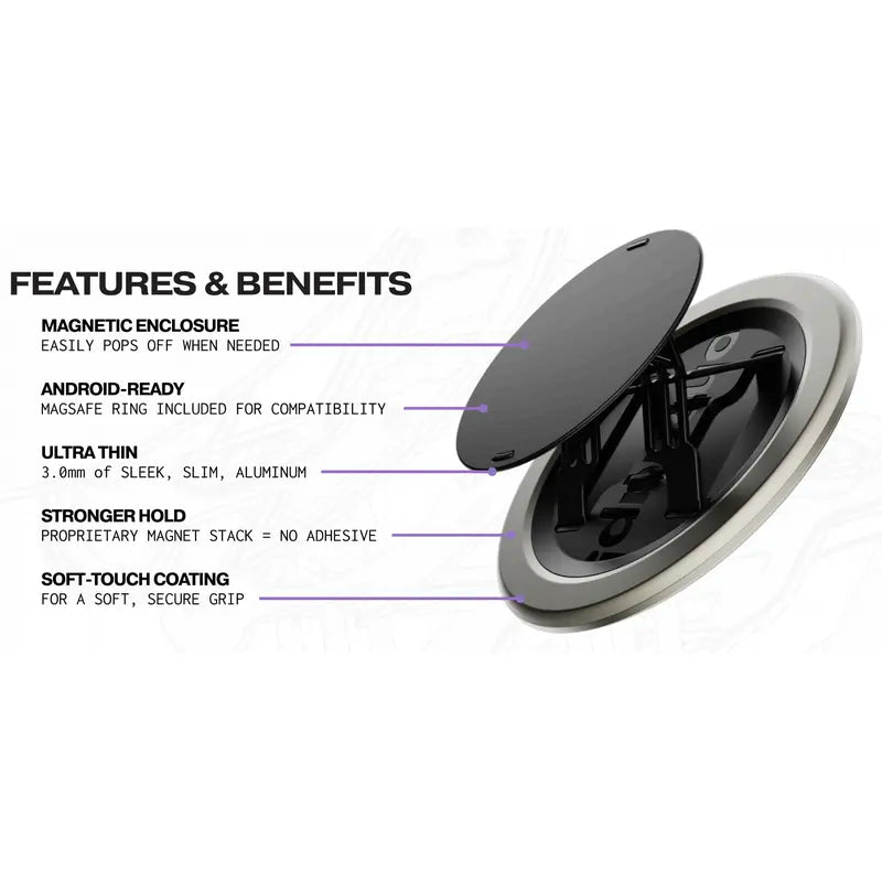 Ultra-Slim Magnetic Phone Grip & 360° Rotating Kickstand 📱✨