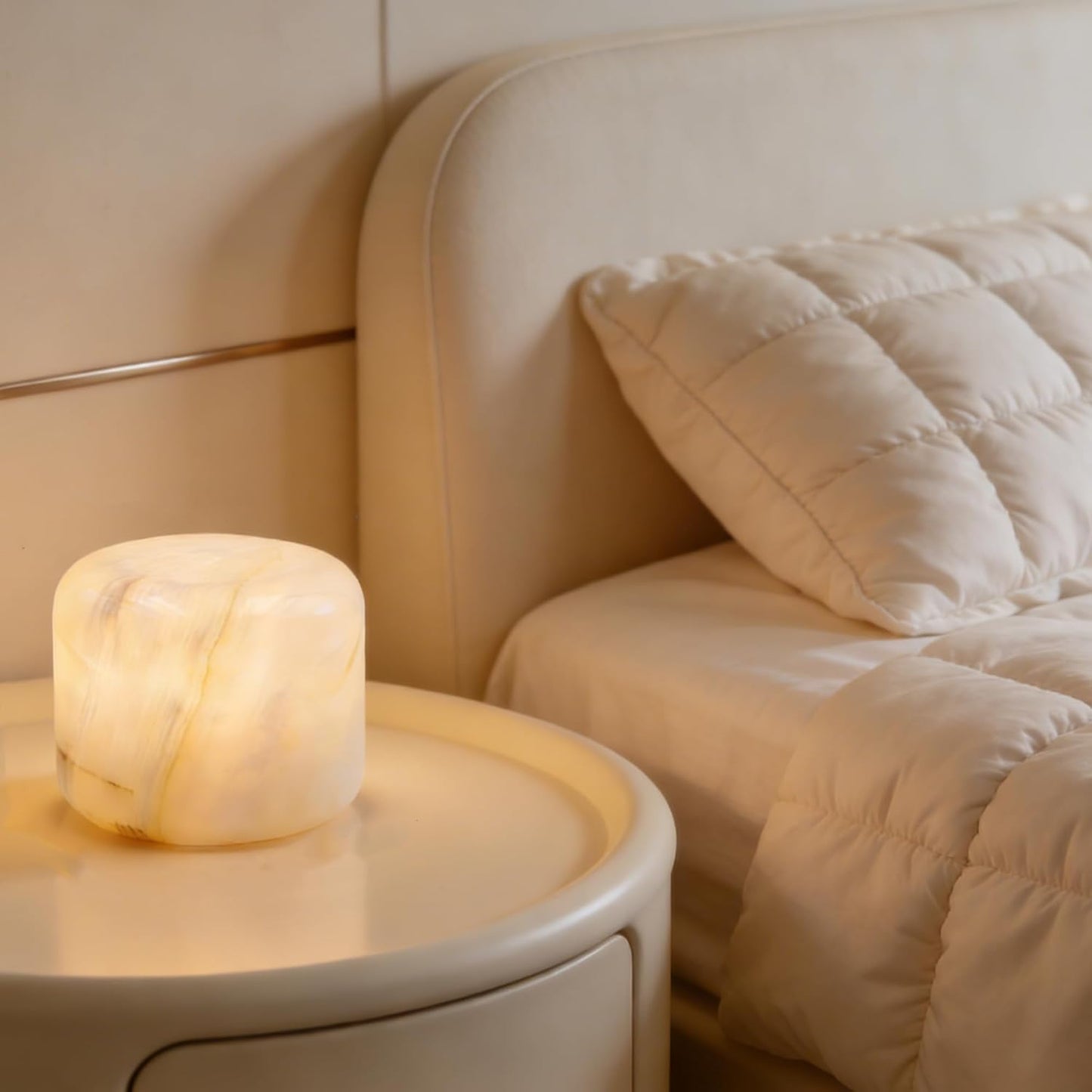 Marble Lamp Night Light Touch Bedside Table Lamp for Bedroom,Type-C Rechargeable Small Desk Bedside Small Lamps,Eye Caring Dimmable LED Ambient lamp (Mid Century Modern)