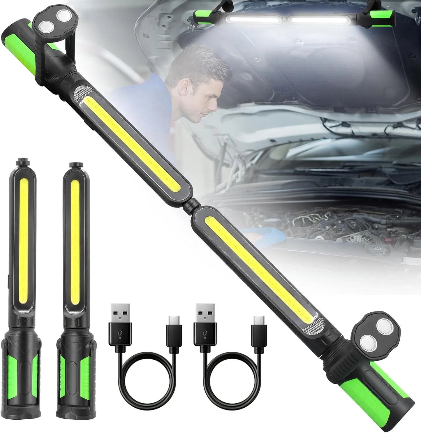 2400LM Rechargeable Magnetic LED Work Light - 2-in-1 Mechanic Repair Lamp 🛠️💡