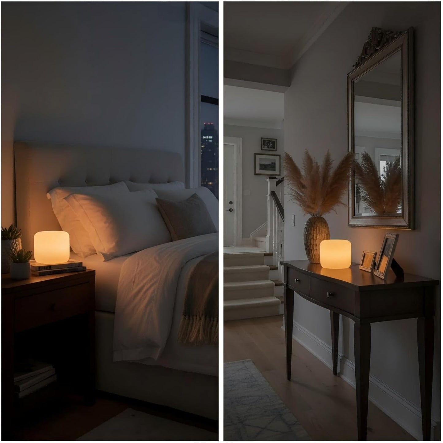 Marble Lamp Night Light Touch Bedside Table Lamp for Bedroom,Type-C Rechargeable Small Desk Bedside Small Lamps,Eye Caring Dimmable LED Ambient lamp (Mid Century Modern)