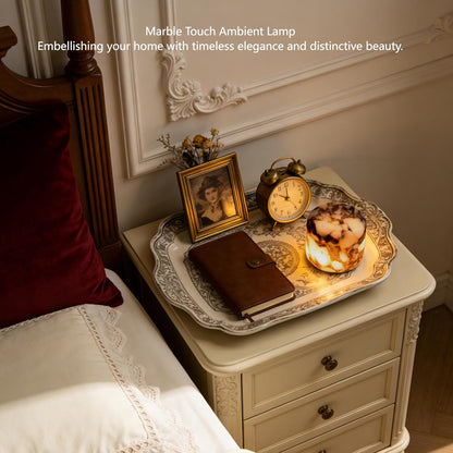 Marble Lamp Night Light Touch Bedside Table Lamp for Bedroom,Type-C Rechargeable Small Desk Bedside Small Lamps,Eye Caring Dimmable LED Ambient lamp (Mid Century Modern)